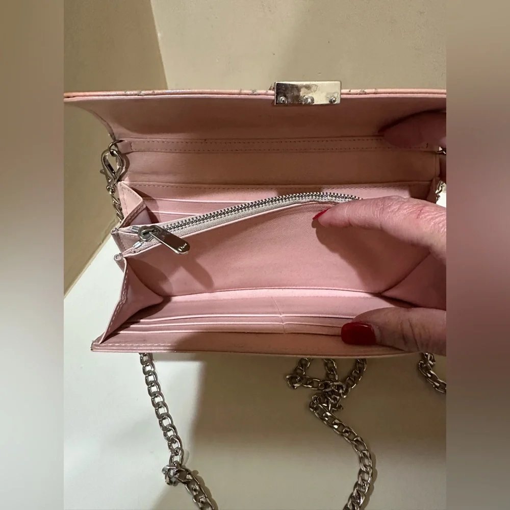Dior Light Pink Lambskin Cannage Wallet on Chain